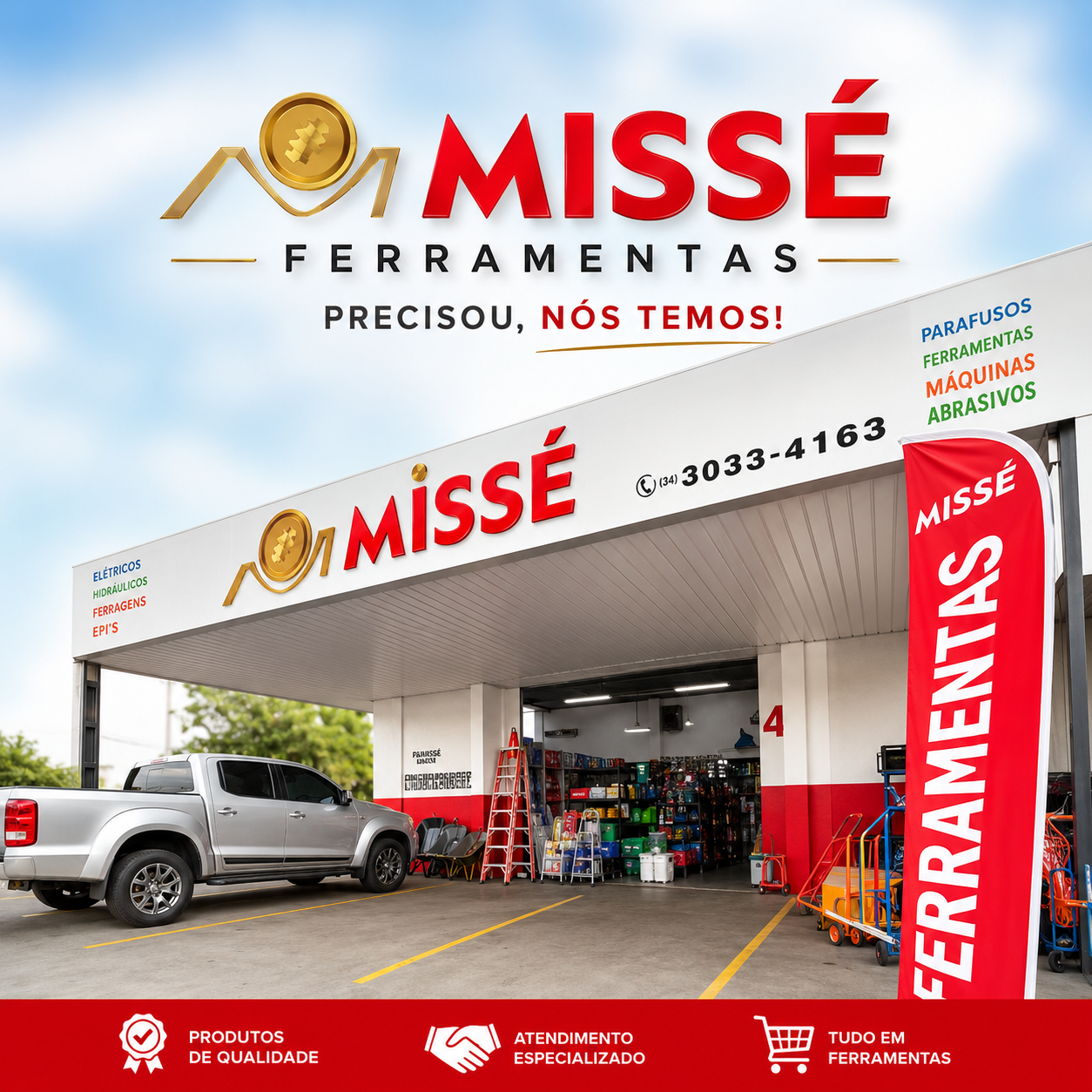 Fachada da loja Missê Agro Ferramentas na Avenida Brasil em Presidente Prudente